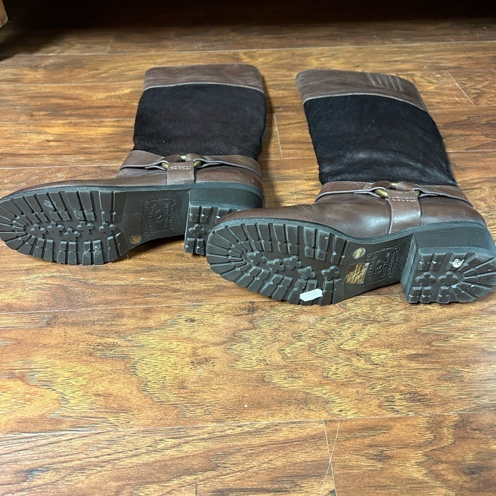 Lucky Brand Abeni2 Tall Boot Brown-Tobacco Leather Pony Hair Boots - Picture 6 of 8